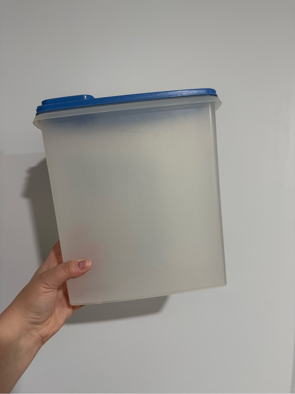 Tupperware Clear Cereal/Food Container with blue lid